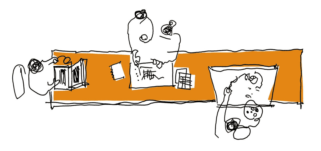 Mental Canvas drawing of people around a table