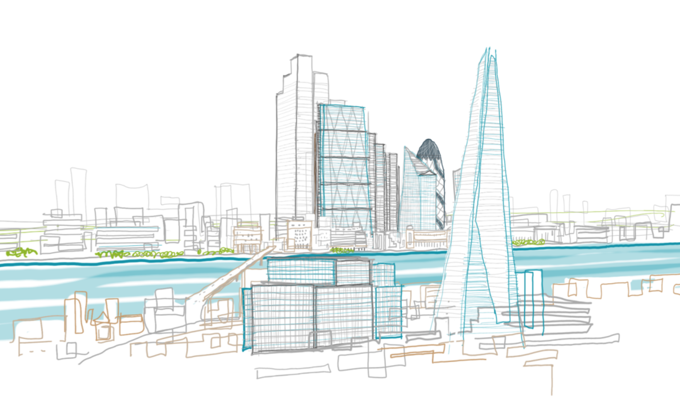 Image from the London Times article on the evolution of the London Skyline.  Illustration of the skyline done by Carol Hsiung in Mental Canvas
