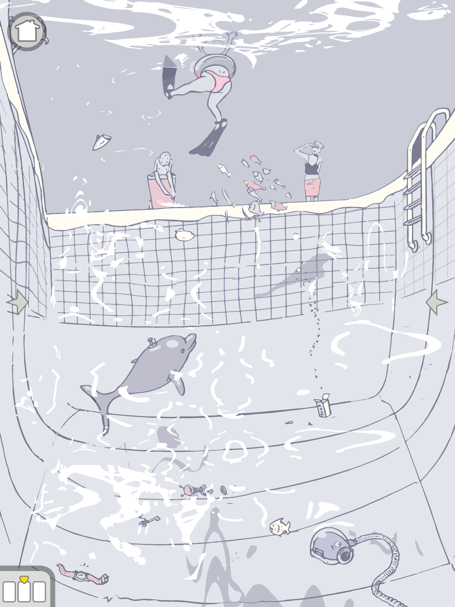 Screenshot from the iOS app The Other Side.  The image is an underwater scene